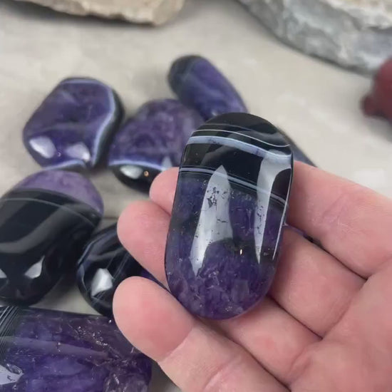 Uruguay Purple Sardonyx Natural Crystal Palm Polished Worry Stone Home Decor Anxiety Pocket Distraction Meditation Gift Birthday Christmas