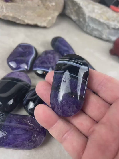 Uruguay Purple Sardonyx Natural Crystal Palm Polished Worry Stone Home Decor Anxiety Pocket Distraction Meditation Gift Birthday Christmas