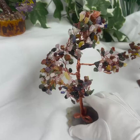 7 Chakra Crystal Tree: Copper Wire Trunk, Reiki Healing Decor