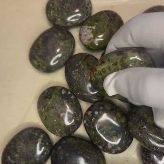 Indian Bloodstone Palm Stone: Polished Worry Stone, Home Decor Home Decor Worry Pocket Stress Anxiety Palm Stone