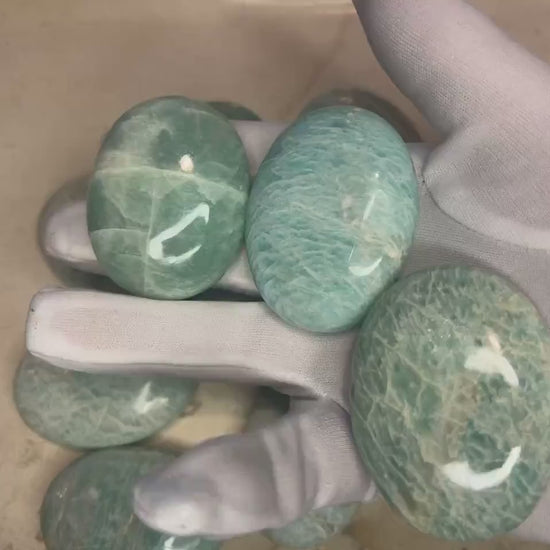 Amazonite Palm Stone: Polished Crystal for Meditation & Anxiety Relief