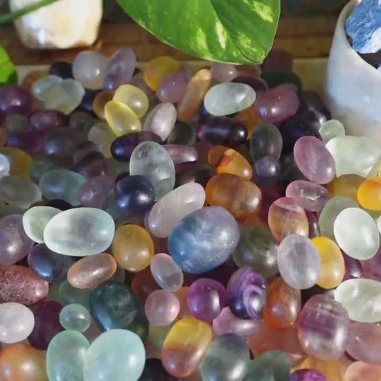 Rainbow Candy Fluorite Tumble Stones: Polished Crystal Healing Home Decor Worry Pocket Stress Anxiety Palm Stone