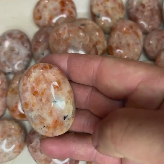 Brazilian Sunstone Palm Stone Natural Crystal Polished Worry Stone Home Decor Anxiety Pocket Distraction Meditation Gift Birthday Christmas
