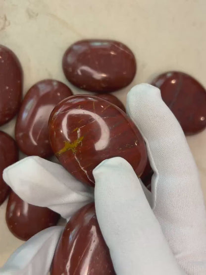 Indian Red Jasper Palm Stone, Polished Carved Crystal, Home Decor Anxiety Pocket Stone Home Decor Worry Pocket Stress Anxiety Palm Stone