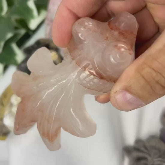 Hand Carved Crystal Goldfish Statue: Feng Shui Home Decor