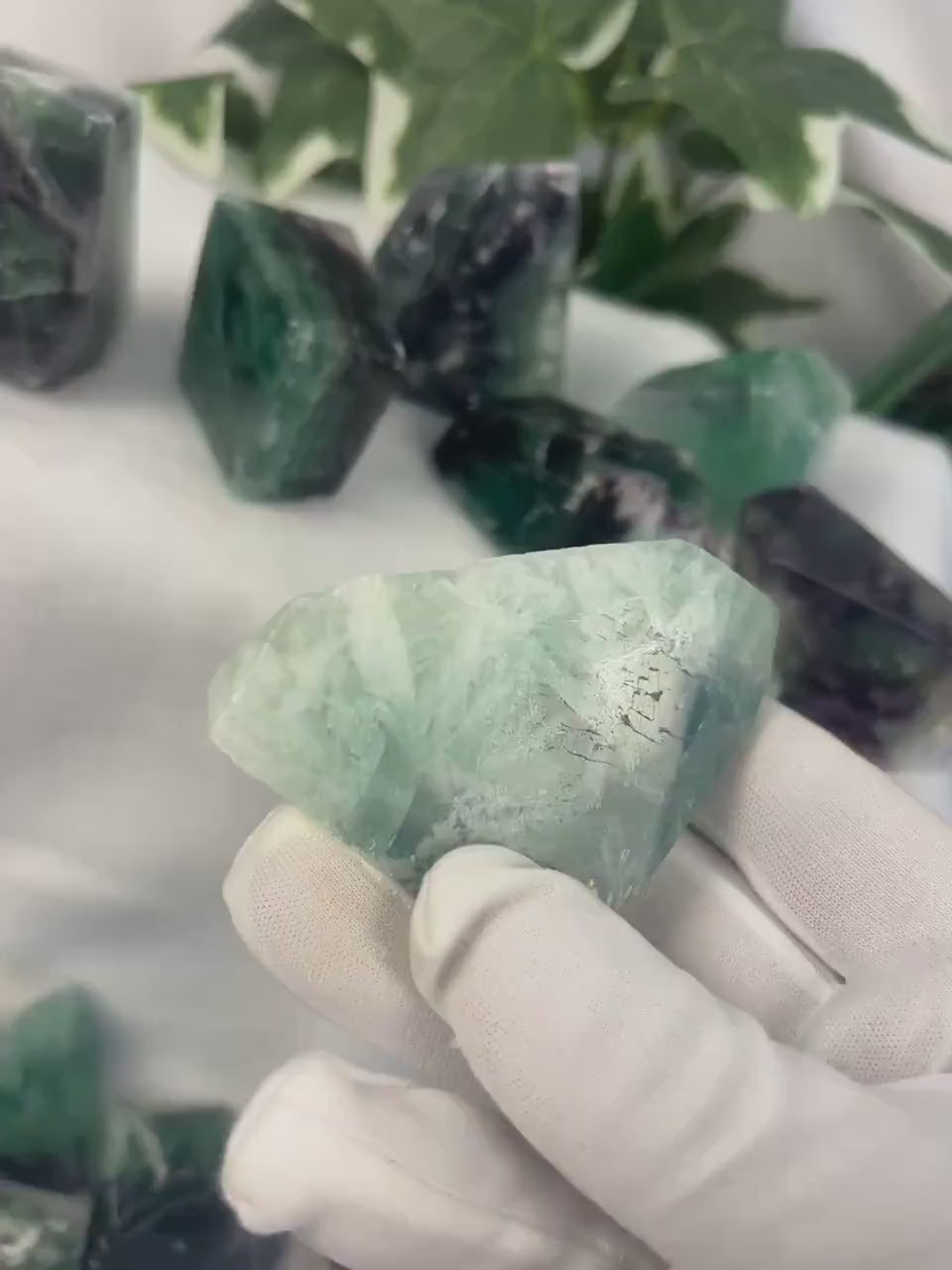 Rainbow Fluorite Freeform Carving: Polished Crystal Stone for Anxiety Relief Home Decor Worry Pocket Stress Anxiety Palm Stone