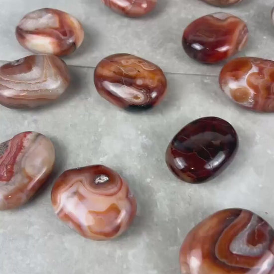 Red Jhama Agate Palm Stone: Anxiety Relief Healing Crystal Home Decor Worry Pocket Stress Anxiety Palm Stone