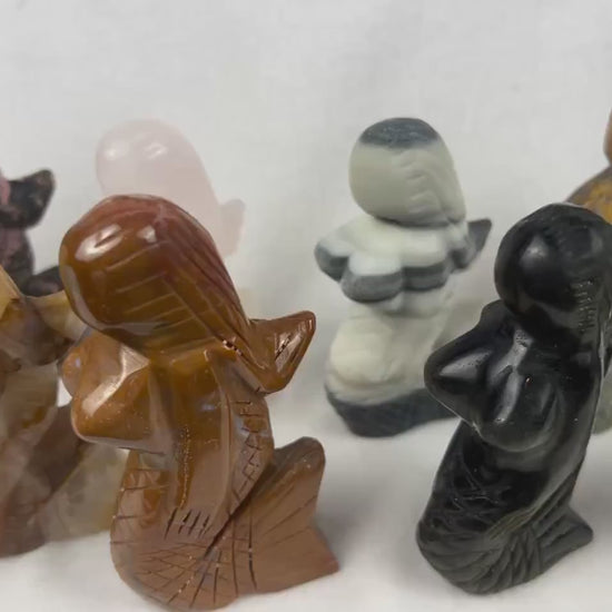 Crystal Mermaid Carving: Polished Gemstone Statue, Home Decor