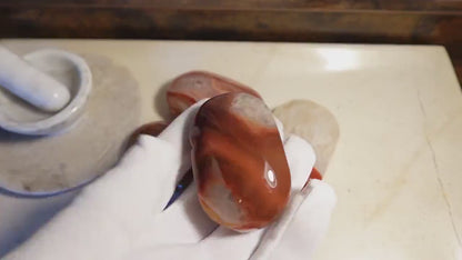 Uruguay Large Flame Sardonyx Palm Natural Crystal Polished Worry Stone Home Decor Anxiety Pocket Distraction Meditation Birthday Christmas