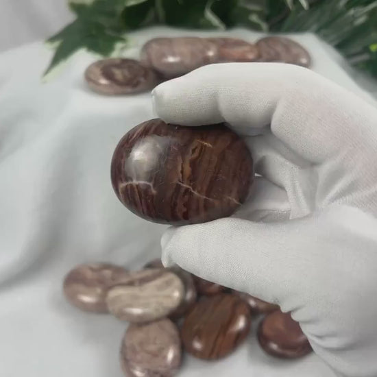 Volcanic Chocolate Jasper Palm Stone: Polished Crystal for Anxiety Relief Home Decor Worry Pocket Stress Anxiety Palm Stone