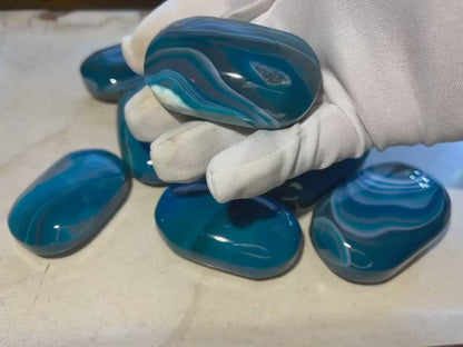 German Blue Sardonyx Palm Stone Polished Worry Stone Home Decor Home Decor Anxiety Pocket Home Decor Worry Pocket Stress Anxiety Palm Stone