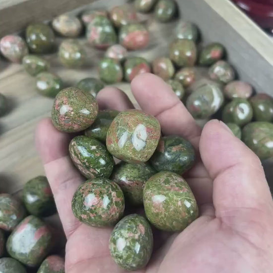 Unakite Tumble Stone: Polished Anxiety Worry Palm Crystal Home Decor Worry Pocket Stress Anxiety Palm Stone