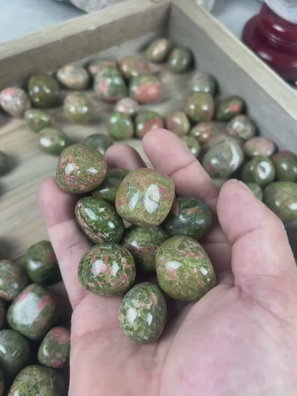 Unakite Tumble Stone: Polished Anxiety Worry Palm Crystal Home Decor Worry Pocket Stress Anxiety Palm Stone