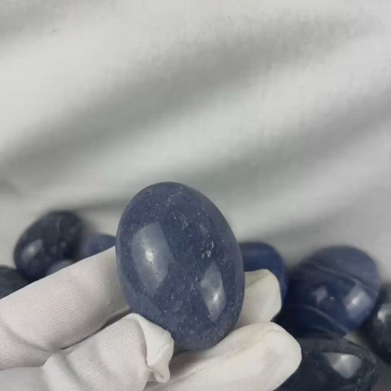 Blue Aventurine Palm Stone: Polished Crystal for Anxiety Relief
