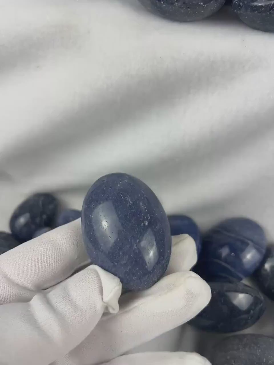 Blue Aventurine Palm Stone: Polished Crystal for Anxiety Relief
