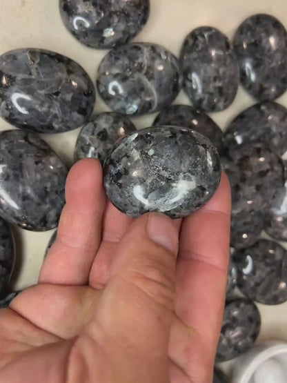 Polished Larvikite Palm Stone: Norwegian Moonstone Worry Stone Home Decor Worry Pocket Stress Anxiety Palm Stone