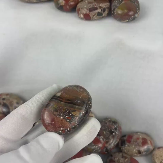 Peculiar Ontario Pudding Stone Natural Palm Stone Smooth Polished Carved Crystal Distraction Home Decor Anxiety Worry Christmas Xmas Gift