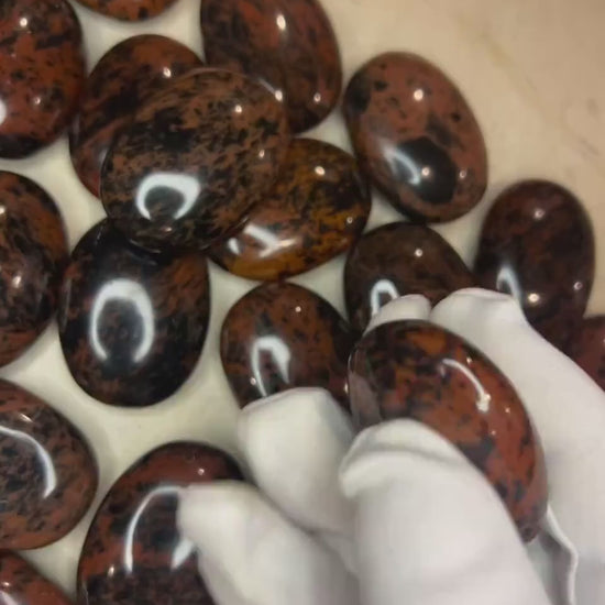 Polished Mahogany Obsidian Palm Stone: Chakra Worry Stone Home Decor Worry Pocket Stress Anxiety Palm Stone