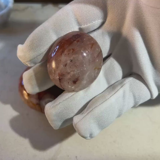 Fire Quartz Palm Stone: Polished Red Hematoid Crystal for Anxiety