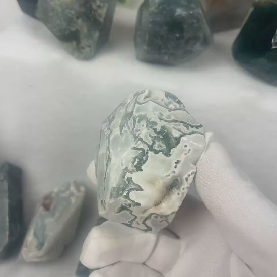 British Columbia Moss Agate: Polished Free Form Crystal Stone Home Decor Worry Pocket Stress Anxiety Palm Stone