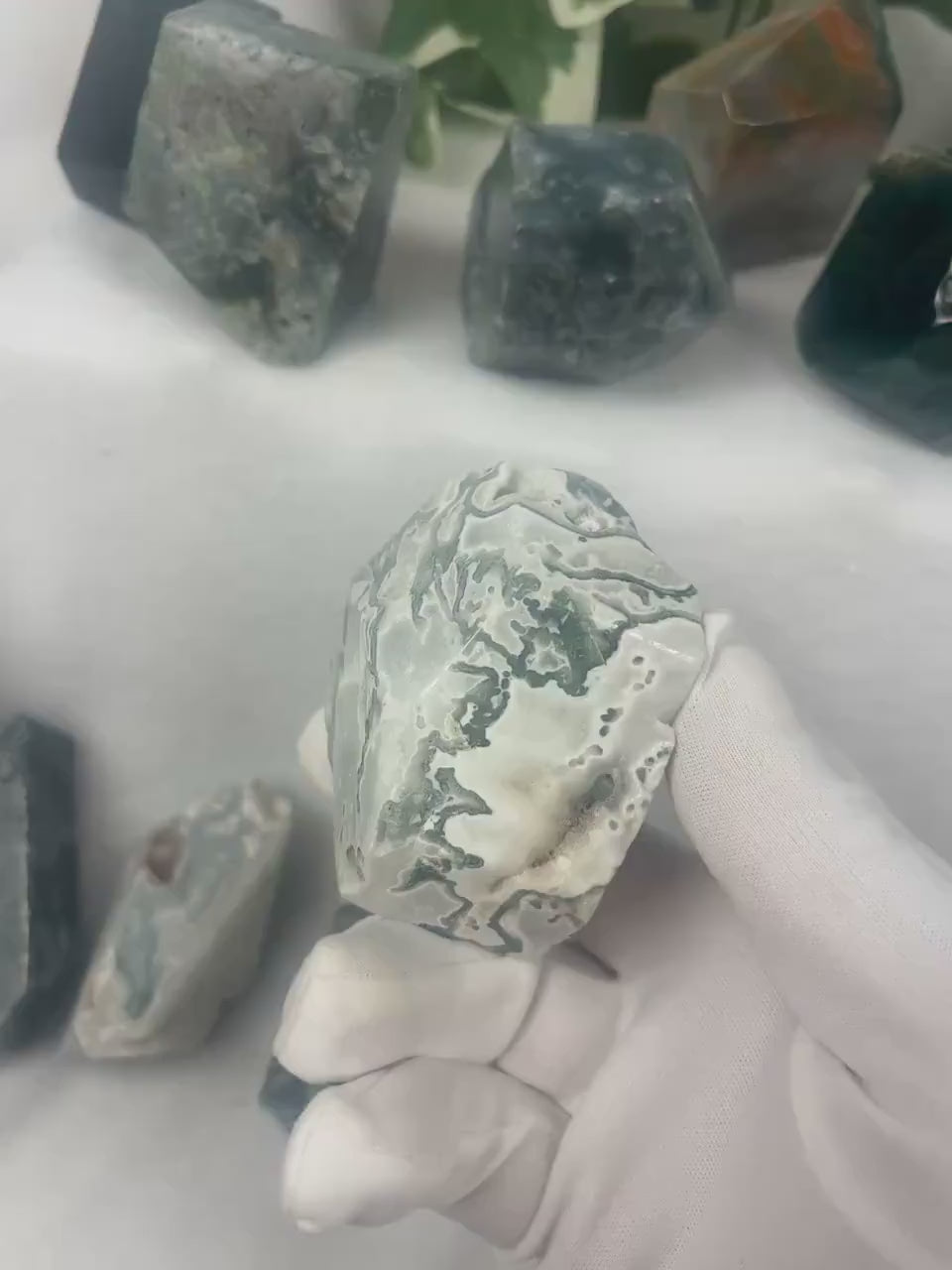 British Columbia Moss Agate: Polished Free Form Crystal Stone Home Decor Worry Pocket Stress Anxiety Palm Stone