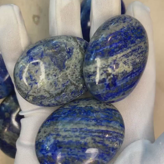 Afghan Lapis Lazuli Palm Stone: Polished Worry Stone, Meditation Decor