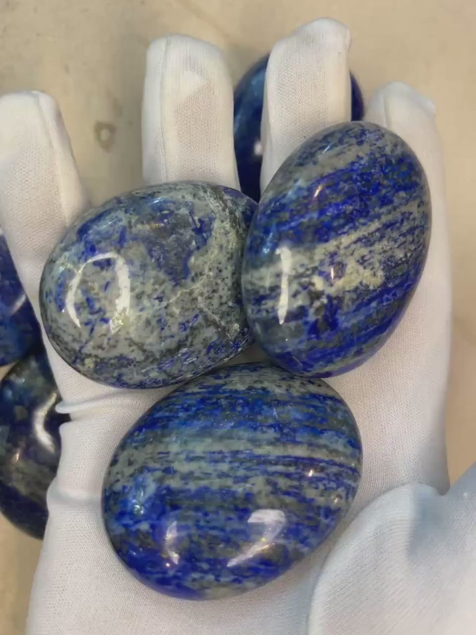 Afghan Lapis Lazuli Palm Stone: Polished Worry Stone, Meditation Decor