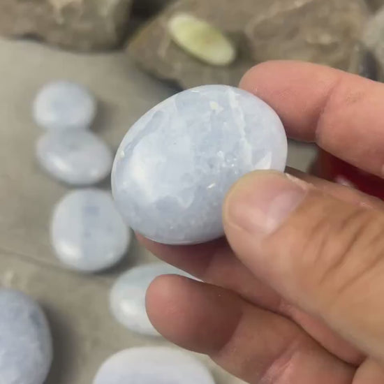 Blue Calcite Palm Stone: Santa Eulalia Worry Stone, Meditation Decor