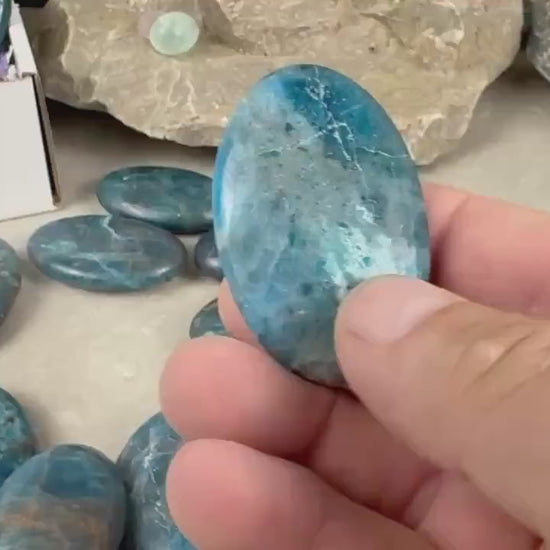 Polished Blue Apatite Flat Palm Stones Madagascan Worry Stone Home Decor Worry Pocket Stress Anxiety Palm Stone