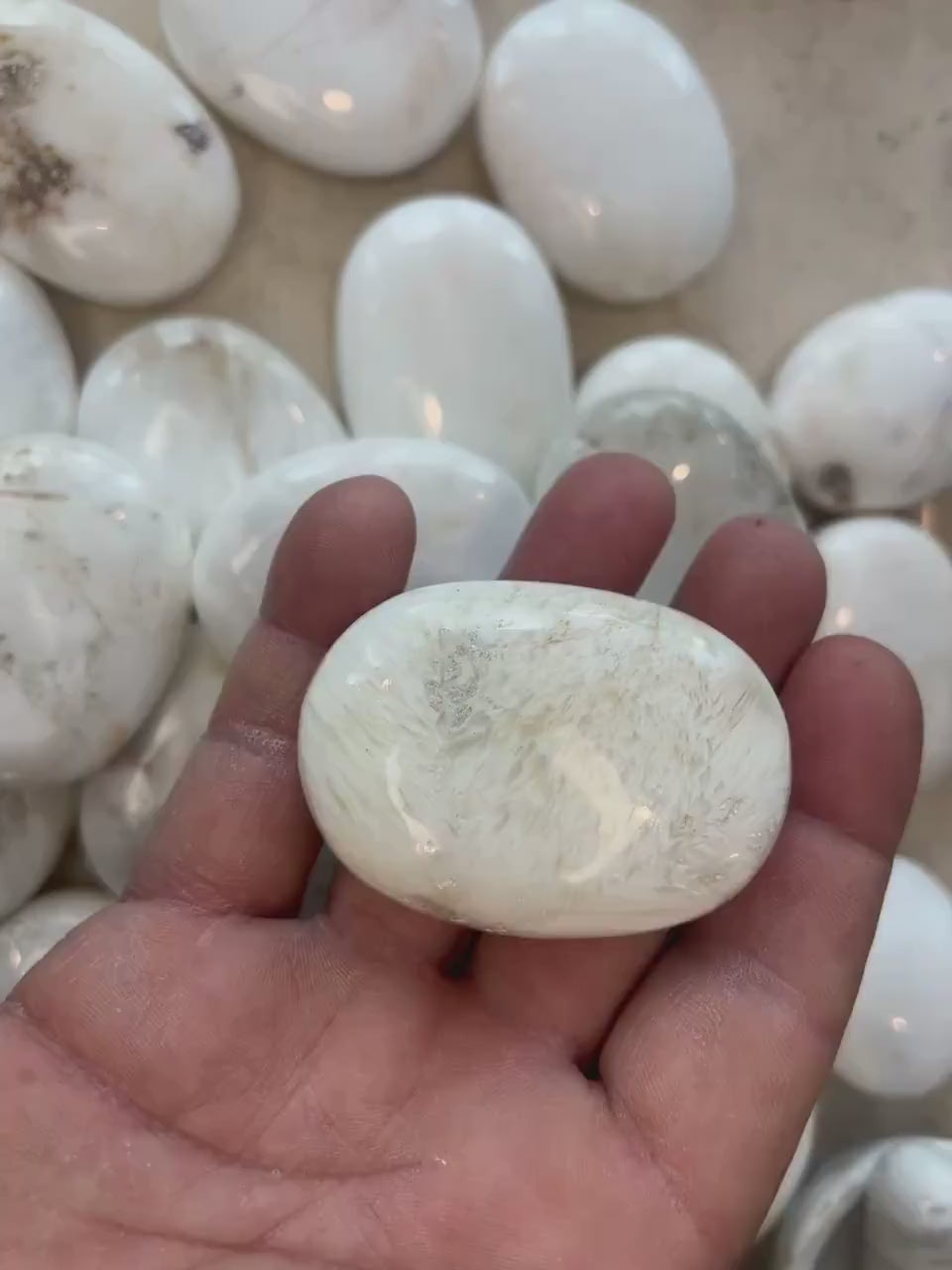 Greenland Scolecite Palm Stone: Polished Crystal for Anxiety Relief Home Decor Worry Pocket Stress Anxiety Palm Stone
