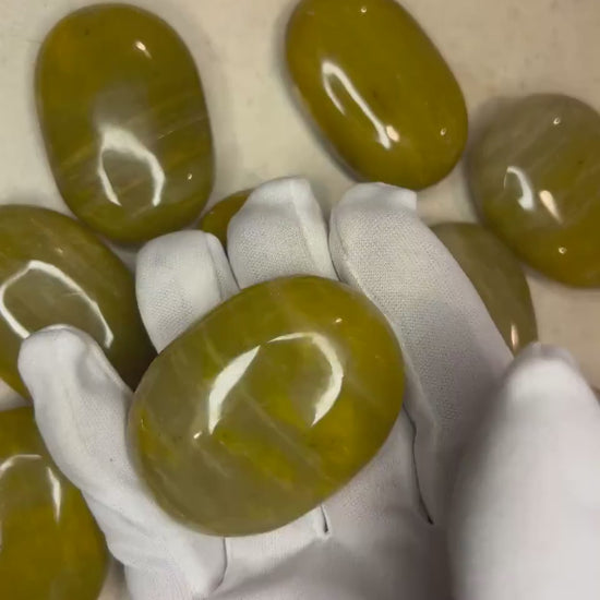 Indian Yellow Aventurine Palm Stone: Polished Worry Stone Home Decor Worry Pocket Stress Anxiety Palm Stone