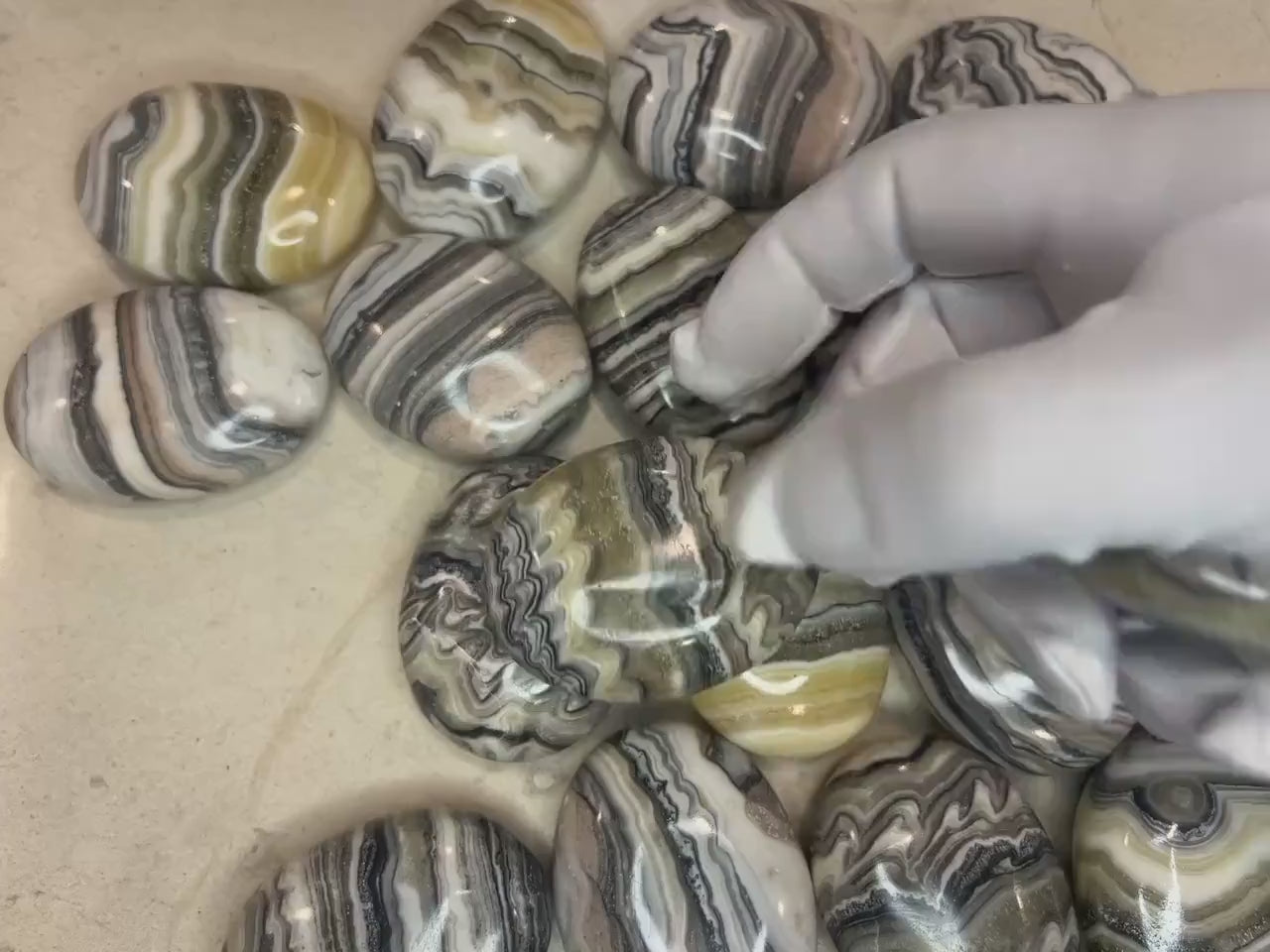 Indian Zebra Calcite Palm Stone: Polished Carved Crystal for Meditation Home Decor Worry Pocket Stress Anxiety Palm Stone