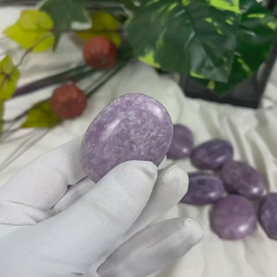 Brazilian Lithionite Palm Stone: Polished Worry Stone, Stress Relief