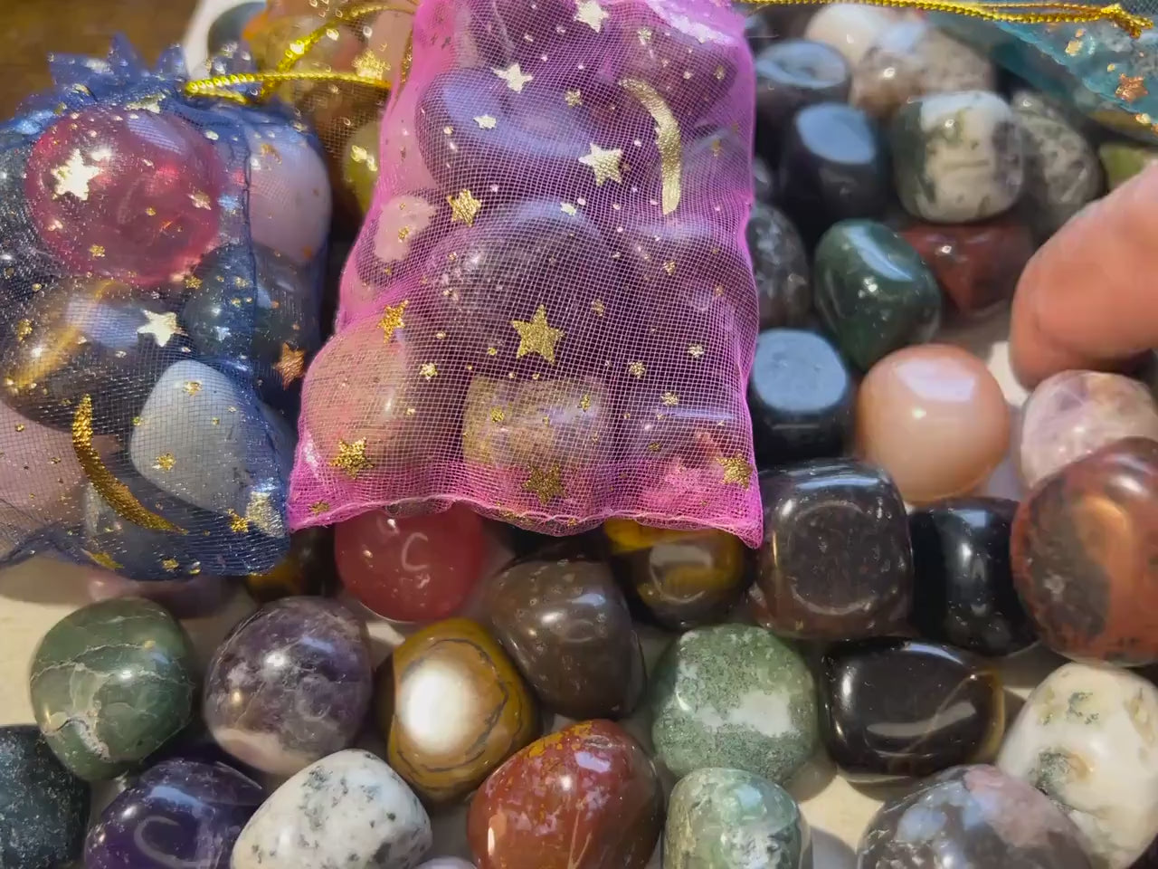 Crystal Confetti Mix: Tumbled Gemstones, Polished Rocks, Anxiety Relief Home Decor Worry Pocket Stress Anxiety Palm Stone