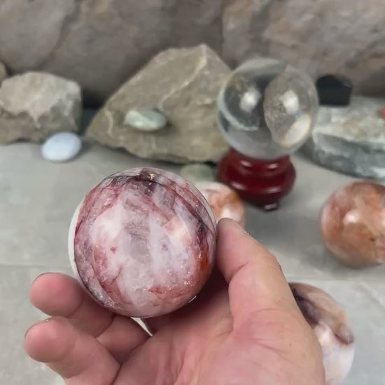 Chihuahua Hematoid Fire Quartz Sphere: Reflective Home Decor Stone