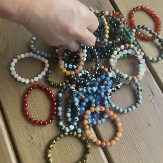 Natural Gemstone Beaded Stretch Bracelet: Unisex Crystal Healing Jewelry Bulk Buy Wholesale