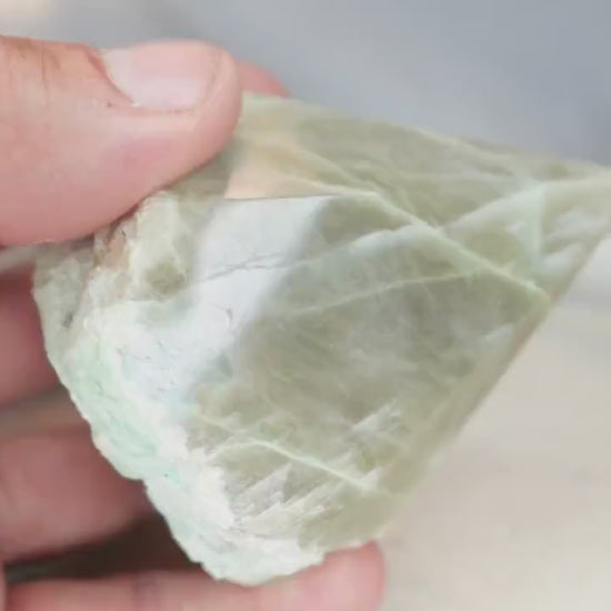 13.5 oz Green Moonstone Carved Anxiety Crystal Polished Raw Stone Meditation Anxiety Birthday Christmas Garden Decor