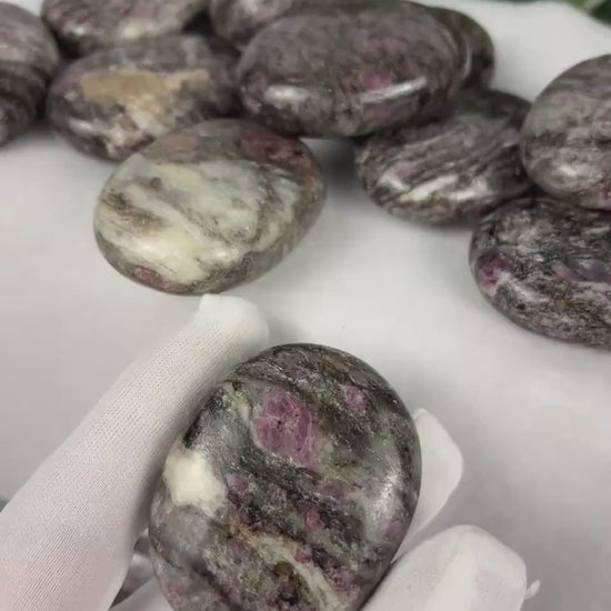 Arkansas Eudialyte Palm Stone: Natural Home Decor, Worry Stone Home Decor Worry Pocket Stress Anxiety Palm Stone