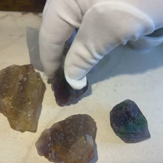Raw Fluorite Crystal Set: Rainbow, Yellow, Candy - Home Decor
