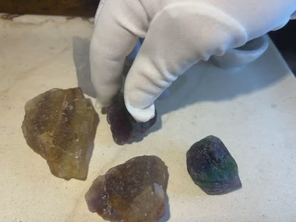 Raw Fluorite Crystal Set: Rainbow, Yellow, Candy - Home Decor