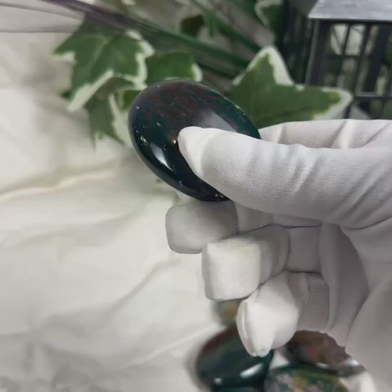 Indian Bloodstone Palm Stone: Polished Worry Stone, Home Decor