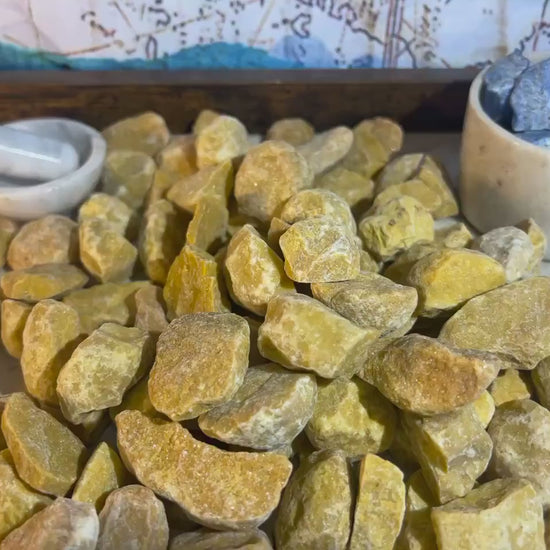 Raw Yellow Jade Stone: Natural Carved Crystal, Holiday Home Decor
