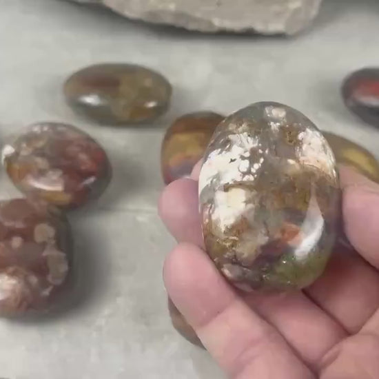 Gujarat India Sea Jasper Palm Stone: Polished Crystal Worry Stone