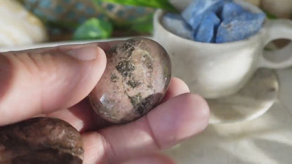 Rhodonite Palm Stone Natural Crystal Polished Worry Stone Home Decor Anxiety Pocket Distraction Meditation Gift Birthday Christmas