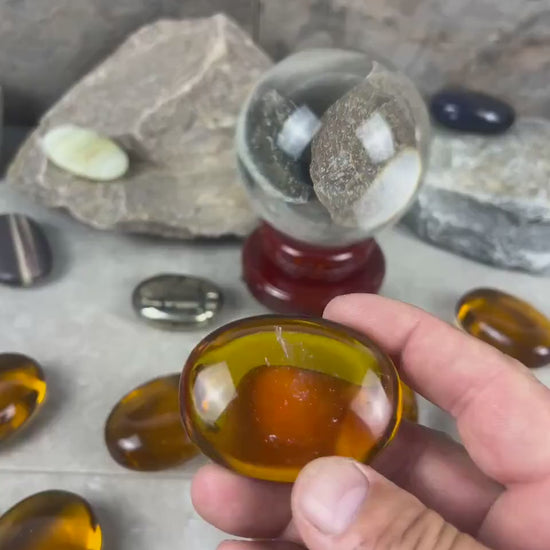 Yellow Quartz Palm Stone: Anxiety Relief Meditation Crystal