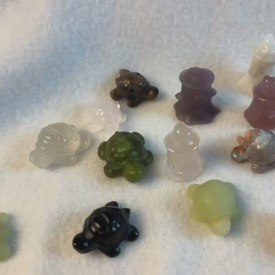 Carved Crystal Halloween Carvings: Kitty, Ghost, Turtle - Pick 3