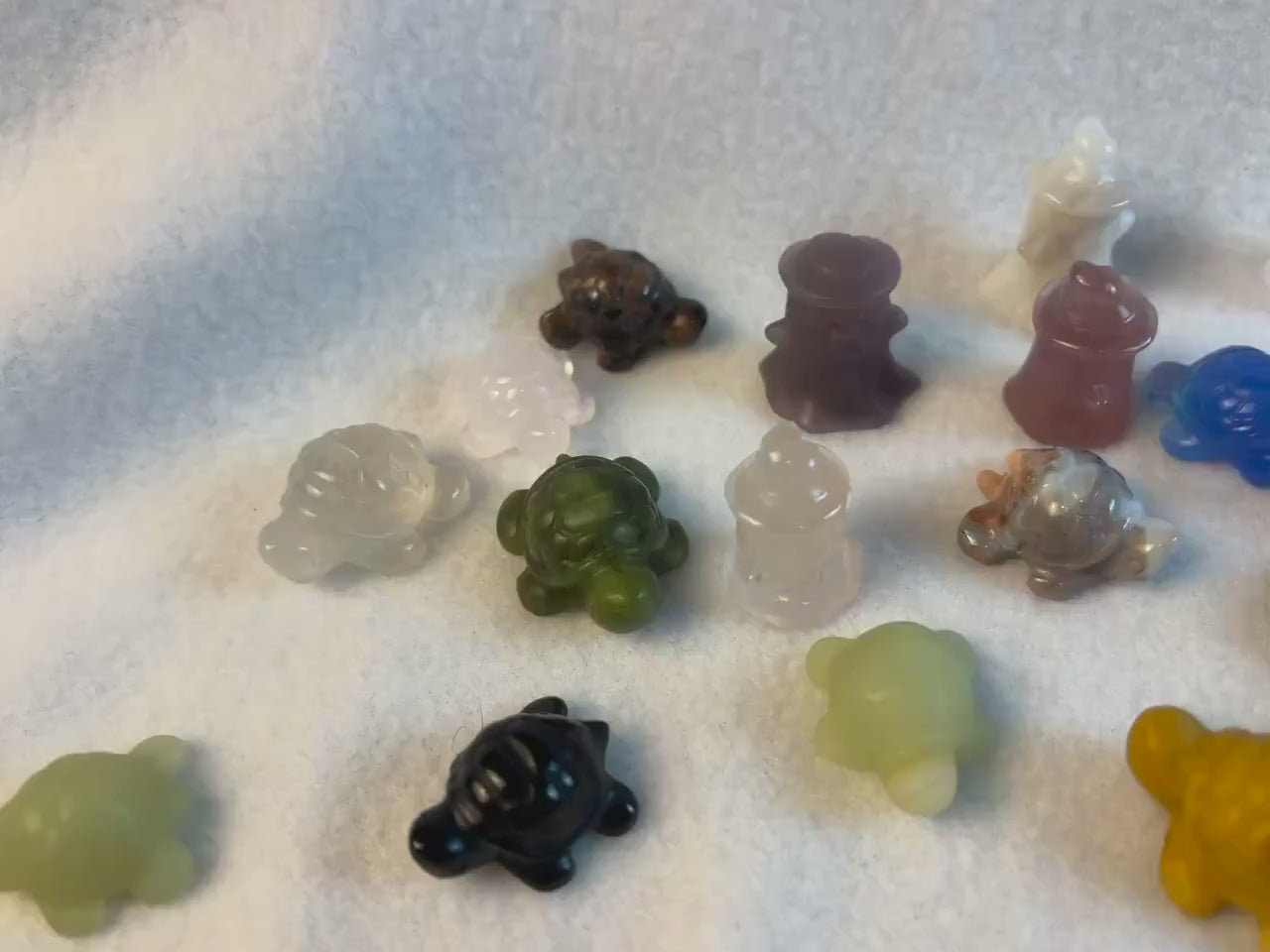 Carved Crystal Halloween Carvings: Kitty, Ghost, Turtle - Pick 3