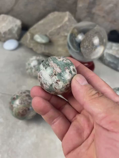 Polished Madagascan Flower Agate Sphere: Reflective Home Decor Stone